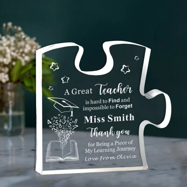 Personalised Acrylic Puzzle Piece Thank You Gift for Teacher Tutor Keepsake Gift