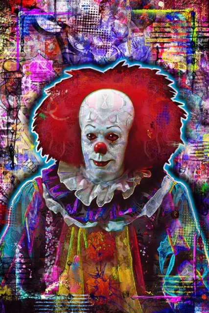 PENNYWISE from "IT" 8x12in Poster, Tim Curry as Pennywise Clown Print Free Ship