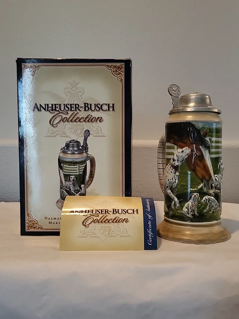 Anheuser Busch Dalmatian Family Series Making Friends Dog Horse Stein CS606 COA