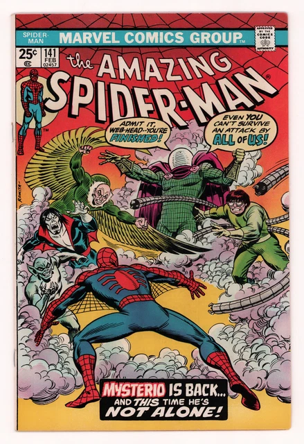Amazing Spider-Man #141, MYSTERIO, JOHN ROMITA,  ROSS ANDRU, Marvel 1975 VF
