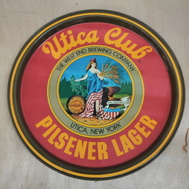 VINTAGE WEST END Brewing Utica Club Pilsener Lager Tin Beer Tray New