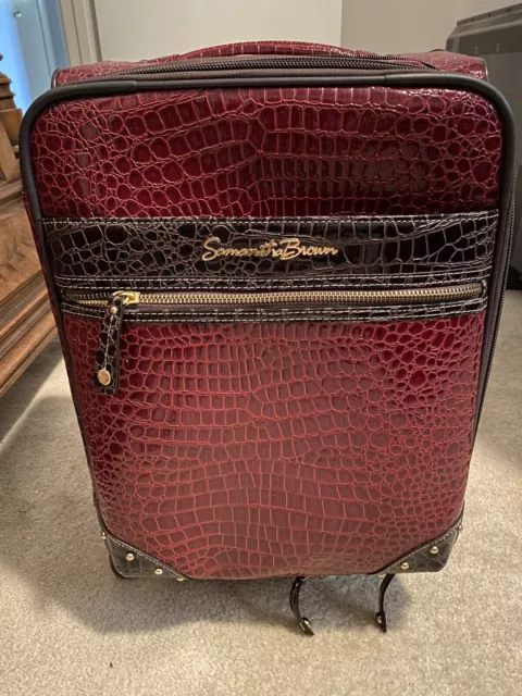 Samantha Brown Luggage 22" Hardside Spinner Travel Pilot Case  ~ Burgundy Red