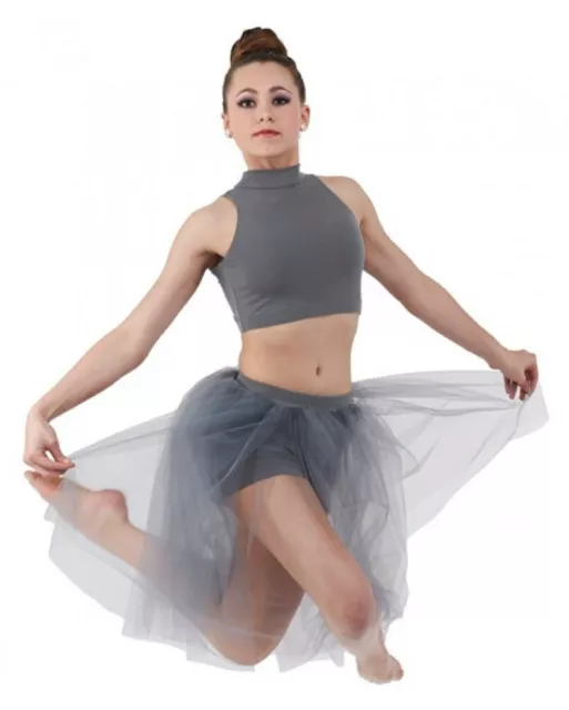 Visions GRAY Adult X-Large Dance Costume Ballet Tutu Skirted Shorts & Top USA