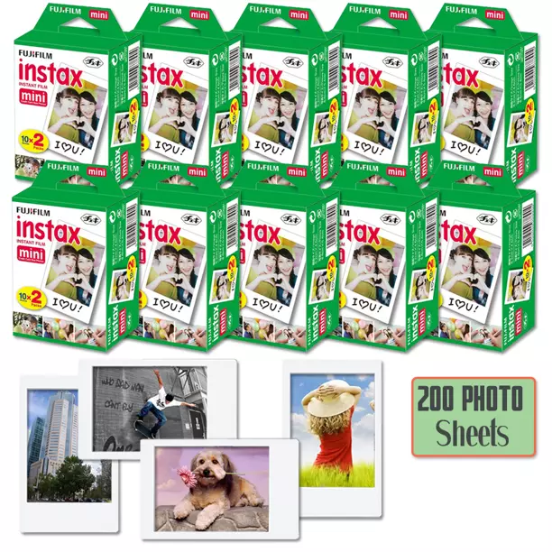 NEW 200 Prints FujiFilm Instax Instant Mini Film for Fuji Mini 9-11-12 LINK 1-2