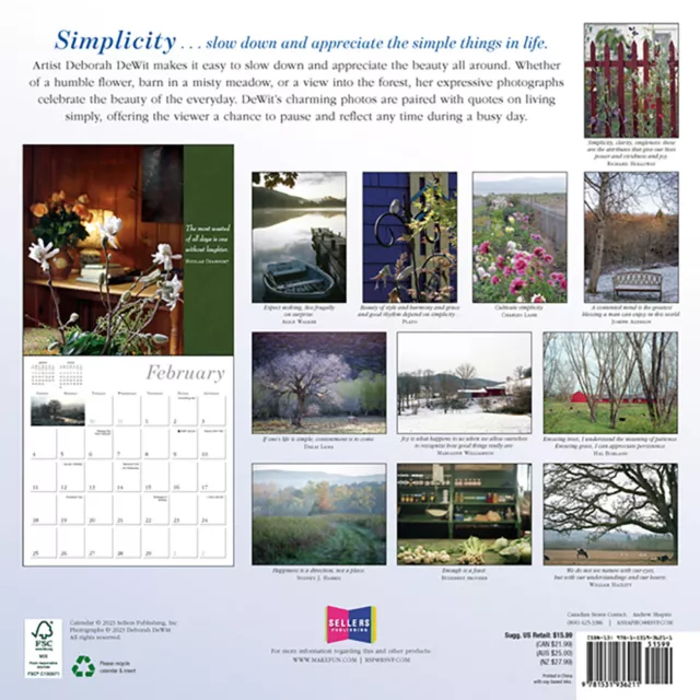 2024 Calendar Simplicity 16-Month Square Wall Sellers Publishing S36211 2