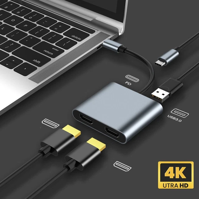 4K 60HZ ADAPTER Screen Expansion USB C Hub Docking Station Type-C to ...
