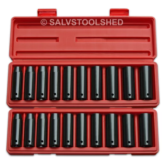 Impact Socket Set 1/2" Deep Sockets in Cases MM & SAE Air Tools Heavy Duty