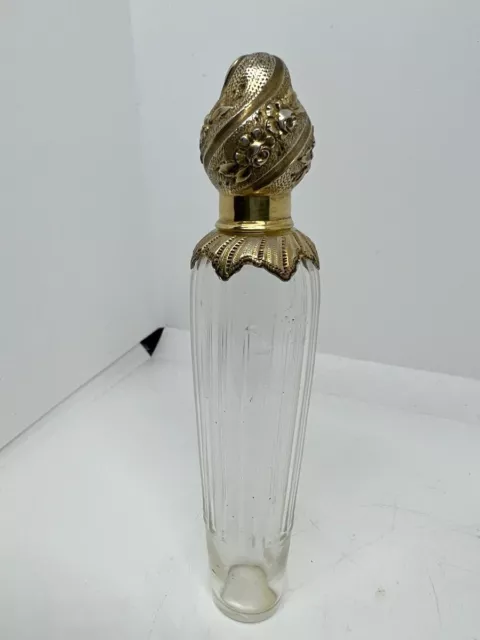 Antique French Sterling Silver Crystal Glass Flask Pocket Travel Bottle 19th C