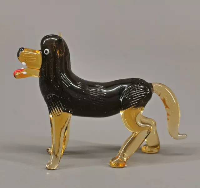 9912091-x Vetro Figura Cane da Pastore L8cm Soffiato Bocca