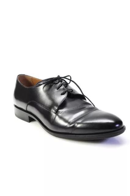 Boss Hugo Boss Mens Leather Lace Up Low Heel Oxfords Dress Shoes Black Size 10.5