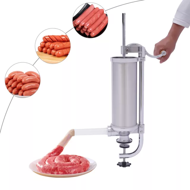 5 LBS STAINLESS Steel Sausage Stuffer Vertical Sausage Maker Meat ...