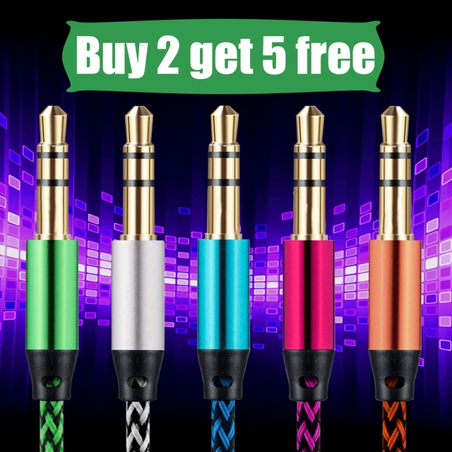 Aux Cable Audio Lead 3.5mm Jack to Jack Stereo Male for Car PC Phone 1m