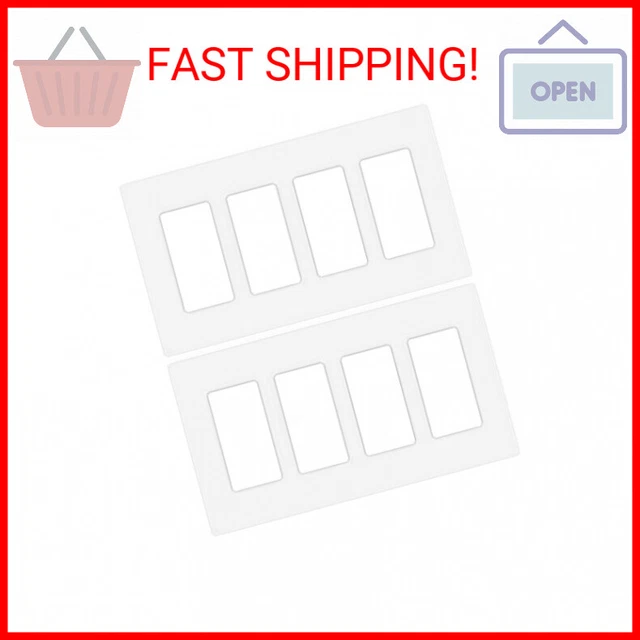 [2 Pack] 4-Gang Decora Screwless Wall Plate, Decorator Outlet Plate Cover for Li
