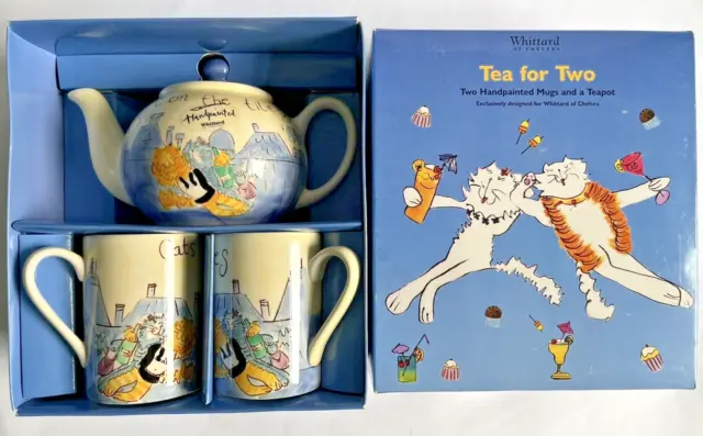 Whittard Of Chelsea Tea For Two Gift Set Teapot & mugs Hand Painted London made
