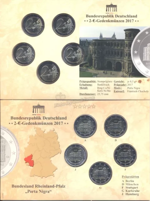 2017 Rheinland-Pfalz- Porta Nigra, BTN-5x2€ Blister, A-J