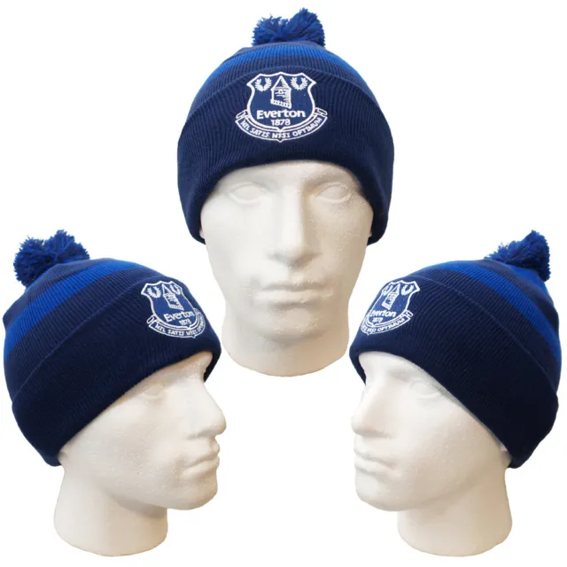 Everton FC Breakaway Bobble Hat Navy/Royal Blue Adults One Size Official Product