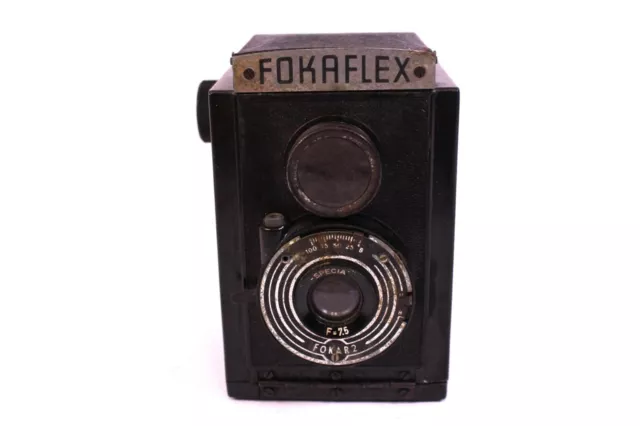 Fokaflex Fokar 2 zweiäugige Boxkamera Special F 7,5 mm Objektiv Rollfilm Antik