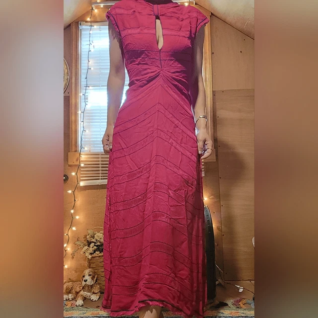 Proenza Schouler Sexy Cut Out Side Slit Fringe Maxi Dress Pink XS SAMPLE