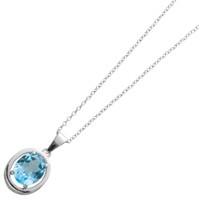 Blautopas Collier Ankerkette Silber 925 Edelstein 42