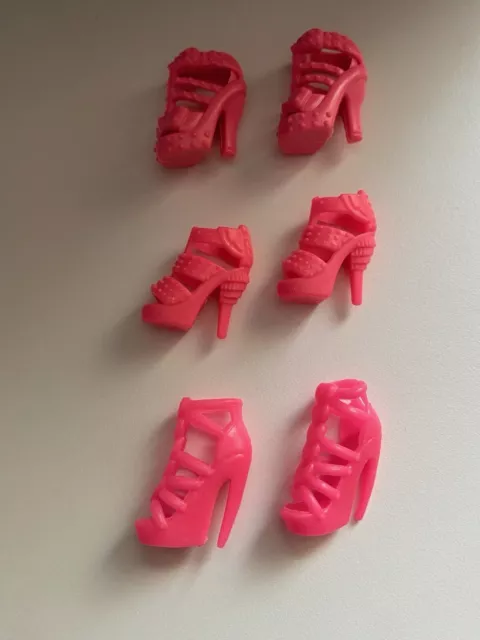 Lot De 3 Paires De Chaussures Rose Pour Poupée Barbie