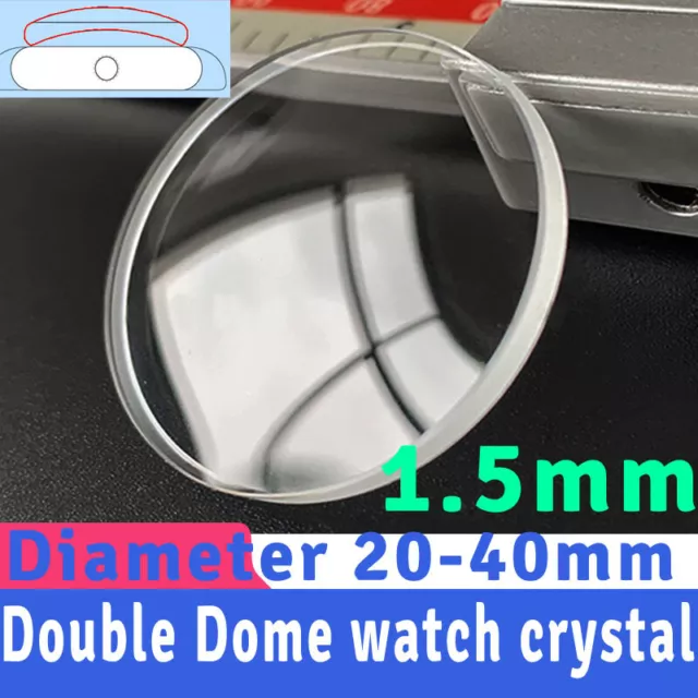 Orologio Doppia Cupola 1,5 mm Vetro Cristallo Specchio da 20 mm a 40 mm Sostituisci Occhiali Minerali