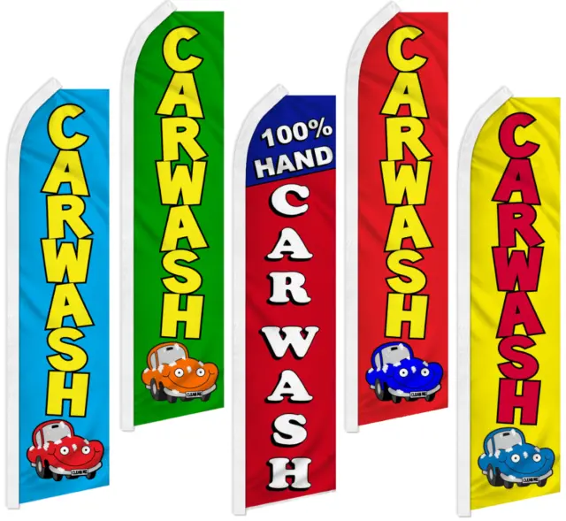 Car Wash Advertising Flutter Feather Flag Swooper Sign Banner 100% Hand Car Wash