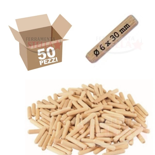 Giunzione Mobili Legno 50 Tasselli In Legno Betulla 8x20 Mm - Perni Per Assemblaggio Mobili Fai Da Te Tasselli 8x20mm