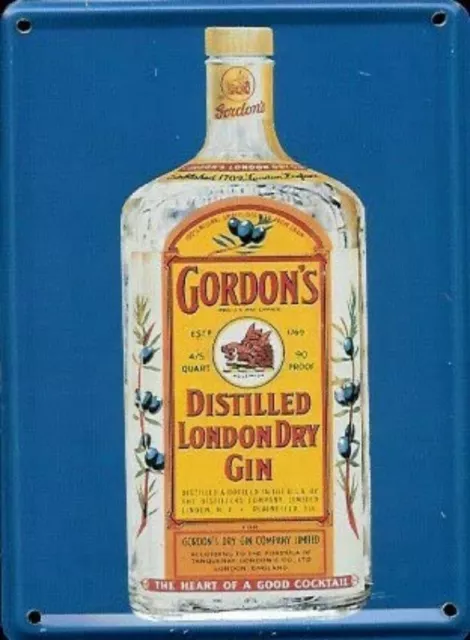 Gordons Gin Miniatura Segno Del Metallo/Cartolina 110mm x 80mm (hi )