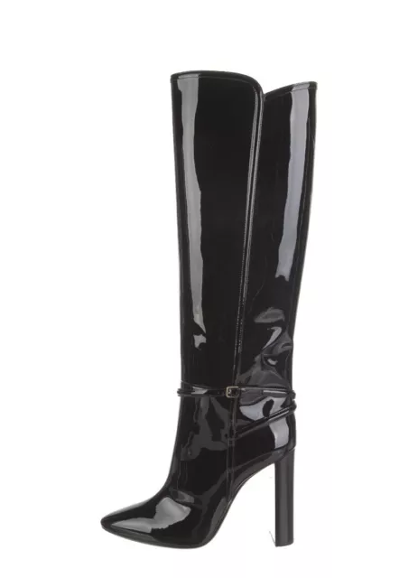 Saint Laurent Tall Black Patent Leather Boots 40