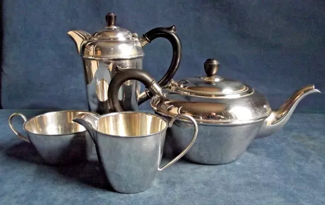 SUPERB ~ SILVER Plated ~ ART DECO ~ 4 Piece TEA SET ~ c1935 by Barker Ellis