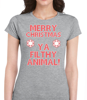 Merry Christmas Ya Filthy Animal Christmas Ladies T Shirt Xmas Sweater Funny