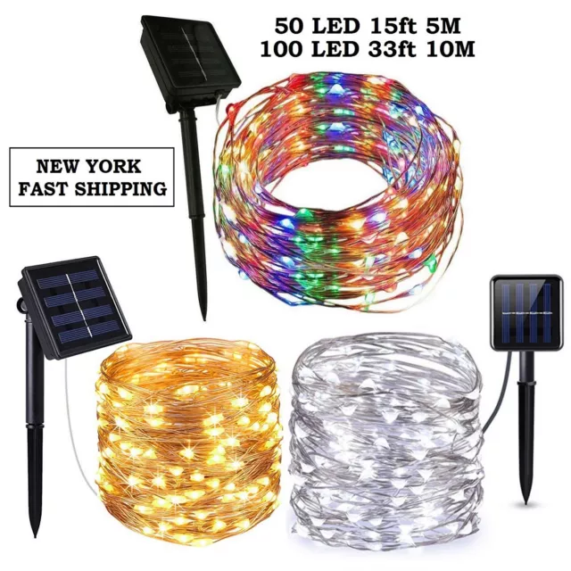 Outdoor Waterproof Copper Wire Solar String Lights LED Garden Xmas Party Decor
