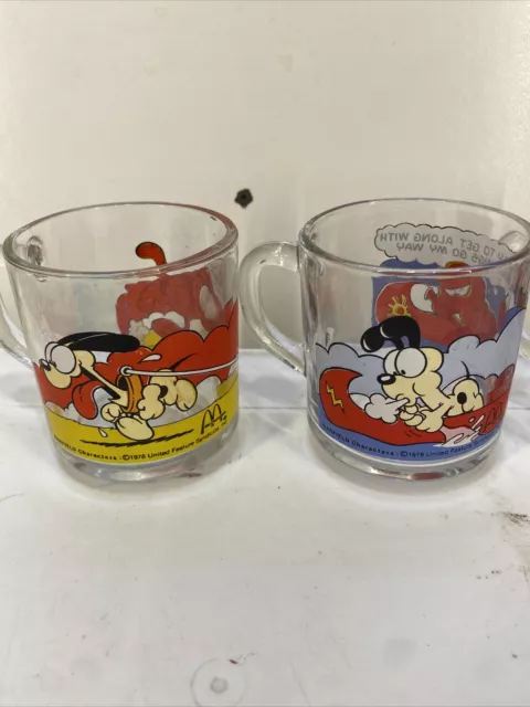 3 - Vintage 1978 McDonald’s Collector Glasses Garfield Characters, 3.25"