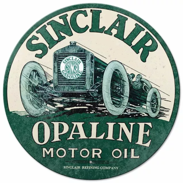 Sinclair Opaline Motor Oil Car 14" Round Heavy Duty Usa Made Metal Gas Adv Sign