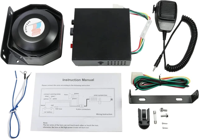 200W 8 Tones Emergency Warning Siren PA Speaker System with Handheld Microphone