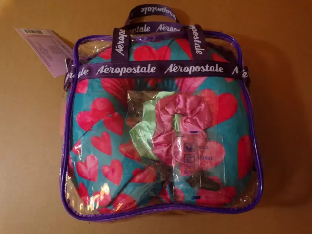 NWT TRAVEL NECK PILLOW 6 PC TRAVEL SET BY AEROPOSTALE Blue/Pink 3