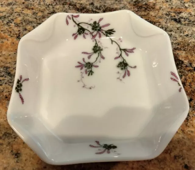 Haviland Limoges Purple Flowers Napkin Fold 4" Plate Trinket Dish Signed