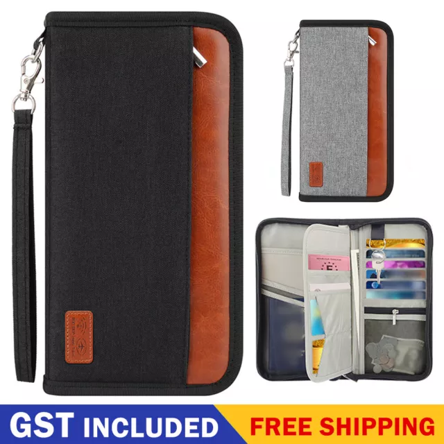 RFID Blocker ID Card Holder Passport Holder Travel Wallet Document Organizer