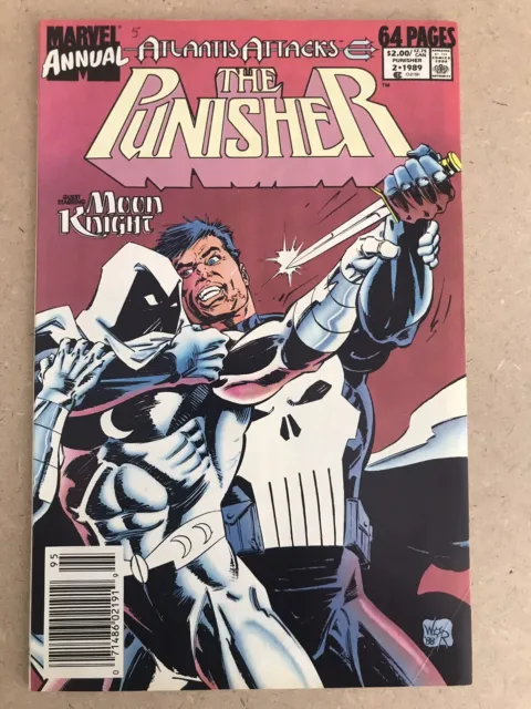 Punisher Annual #2 Newsstand 1989 Classic Moon Knight Battle Cover Marvel Mcu