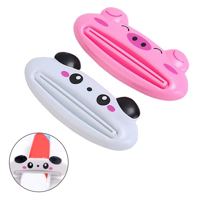 Prensador de pasta de dientes dispensador de pasta de dientes 4 piezas estilo caja PP rosa elegante