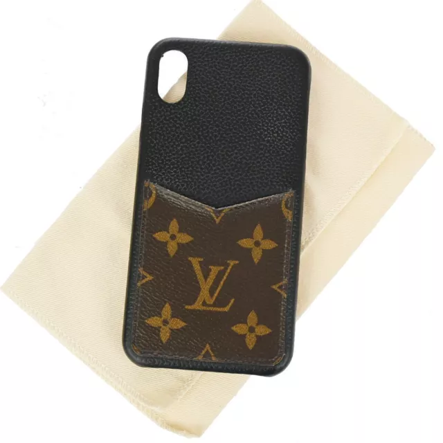 LOUIS VUITTON I Phone Xs Max Case Bumper Monogram Leather Black M68896 08BX508
