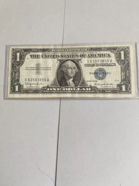 1957B $1 Blue SILVER Certificate Choice VF! Crispy! Old US Paper Currency!