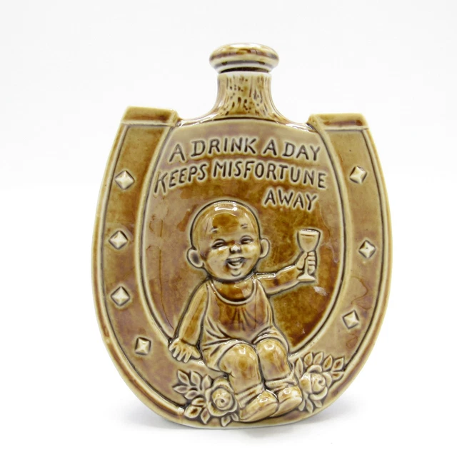 Antique Schafer and Vater A Drink A Day Keeps Misfortune Away, Flask NR