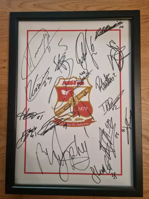 Swindon Town Fc Signed Sheet Framed A4