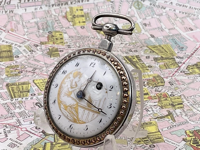 Montre De Poche Vintage Gander Pour Femme - Mécanique Manuelle - Émail Peint - Année 1980 - 26 Mm - Or