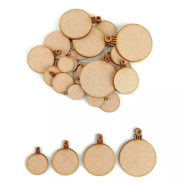 Christmas Blank Bauble MDF Craft Shapes Wooden Gift Tags Decoration circle xmas