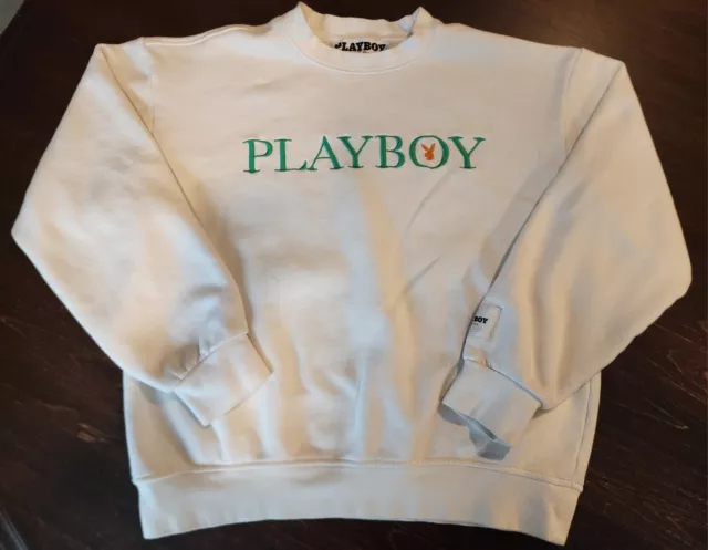 Playboy X Pacsun Crewneck Sweatshirt Women's Small White Green Bunny Pullover