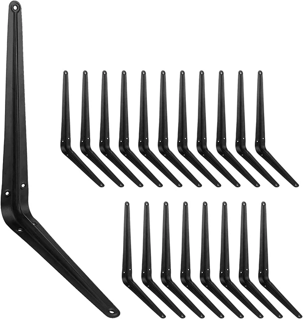 20 Pack 12 Inch Shelf Brackets Heavy Duty Black Iron Metal Floating Shelves Brac