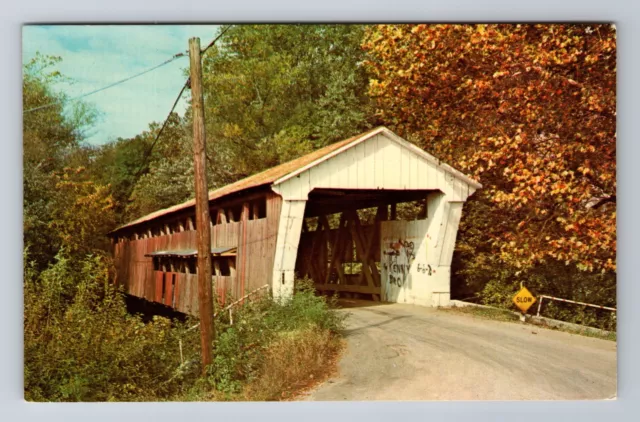 Spencerville IN-Indiana, Covered Bridge, Antique, Vintage Souvenir Postcard