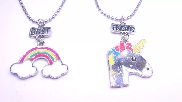 2 Kinderketten Freundschaftsketten Freunde Einhorn Regenbogen Best Friends #BB2